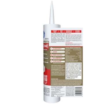 GE Advanced Silicone Caulk for Kitchen & Bathroom - 100% Waterproof, 5X Strong Adhesion, Shrink & Cr...