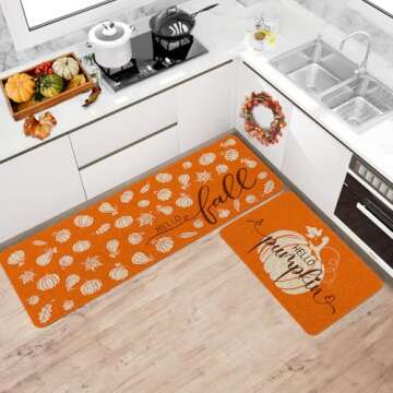 Fall Pumpkin Kitchen Mat Set for Cozy Decor