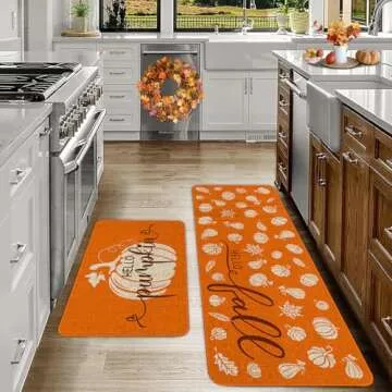 Fall Pumpkin Kitchen Mat Set for Cozy Decor