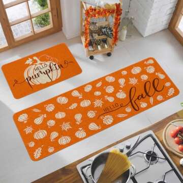 Fall Pumpkin Kitchen Mat Set for Cozy Decor