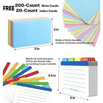 Neando 3x5 inches Index Card Holder, Acacia Wooden Index Card Box with 20-count Index Cards Guide and 200-count Note Cards, Note Flash Card Organizer Case, Wood Desk Organizers, 5.8’’Wx10’’Dx4’’H