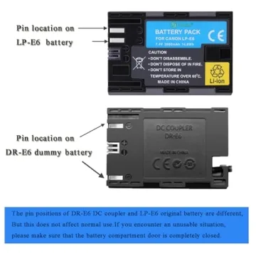 Gonine LP-E6 Dummy Battery Adapter for Canon Cameras
