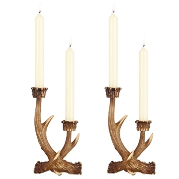OLHAPZP Rustic Antler Candle Holders - Elegant Farmhouse Decor for Weddings & Home
