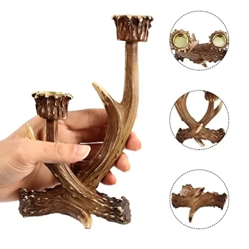 OLHAPZP Rustic Antler Candle Holders Farmhouse Decor
