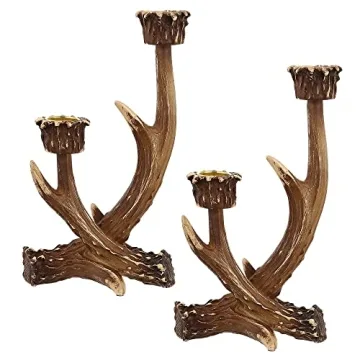 OLHAPZP Rustic Antler Candle Holders Farmhouse Decor