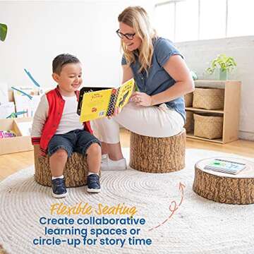 ECR4Kids Tree Stump Stool Set - Nature-Inspired Seating