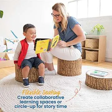 ECR4Kids Tree Stump Stool Set - Nature-Inspired Seating