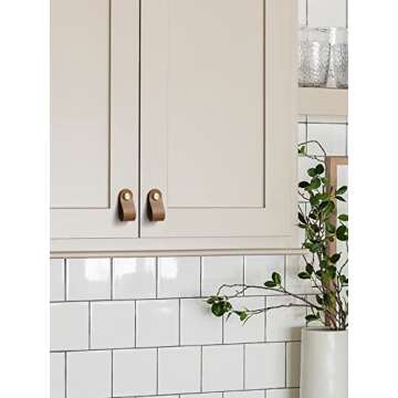 JIASENBAO Brown Leather Drawer Pulls 6 Pack Leather Handles Cabinet knobs for Kitchen Cabinet Drawers Bathroom Dressers…