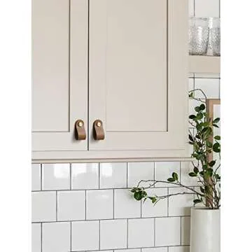 JIASENBAO Brown Leather Drawer Pulls 6 Pack Leather Handles Cabinet knobs for Kitchen Cabinet Drawers Bathroom Dressers…