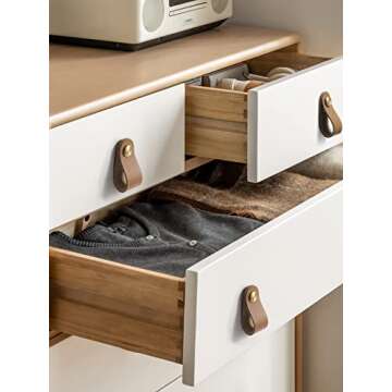 JIASENBAO Brown Leather Drawer Pulls 6 Pack Leather Handles Cabinet knobs for Kitchen Cabinet Drawers Bathroom Dressers…