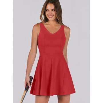 Caracilia Women Tennis Active Sporty Tank Dress with Shorts Workout Exercise Athletic Romper Mini Dr...