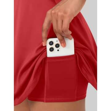 Caracilia Women Tennis Active Sporty Tank Dress with Shorts Workout Exercise Athletic Romper Mini Dresses Summer Golf Outfits Red