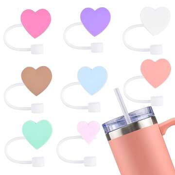 Pack of Cartoon Drinking Straw Topper Cute Animals Silicone Straws Cover Cap Dust-Proof Colorful Love Straw Tips Lids ST1-8B