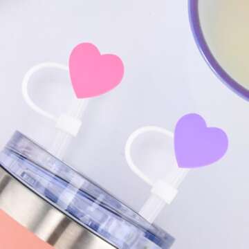 Pack of Cartoon Drinking Straw Topper Cute Animals Silicone Straws Cover Cap Dust-Proof Colorful Love Straw Tips Lids ST1-8B