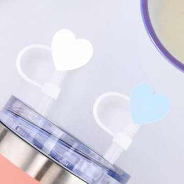 Pack of Cartoon Drinking Straw Topper Cute Animals Silicone Straws Cover Cap Dust-Proof Colorful Love Straw Tips Lids ST1-8B