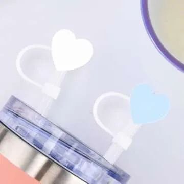 Pack of Cartoon Drinking Straw Topper Cute Animals Silicone Straws Cover Cap Dust-Proof Colorful Love Straw Tips Lids ST1-8B