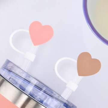 Pack of Cartoon Drinking Straw Topper Cute Animals Silicone Straws Cover Cap Dust-Proof Colorful Love Straw Tips Lids ST1-8B