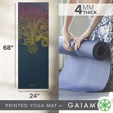 Gaiam Yoga Mat Classic Print Non Slip Exercise & Fitness Mat for All Types of Yoga, Pilates & Floor ...