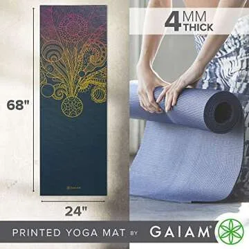 Gaiam Yoga Mat Classic Print Non Slip Exercise & Fitness Mat for All Types of Yoga, Pilates & Floor ...