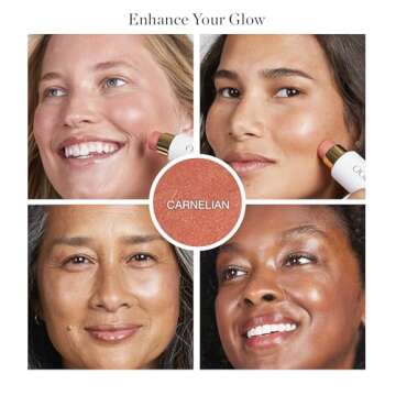 Ogee Sculpted Face Stick (CARNELIAN - SHEER LUMINOUS CORAL) Certified Organic Blush Stick - Multi-Use Cream Blush & Highlighter Stick