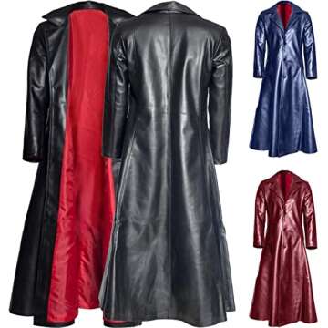 Stylish Vintage Faux Leather Trench Coat for Men