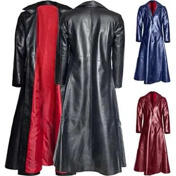 Stylish Vintage Faux Leather Trench Coat for Men