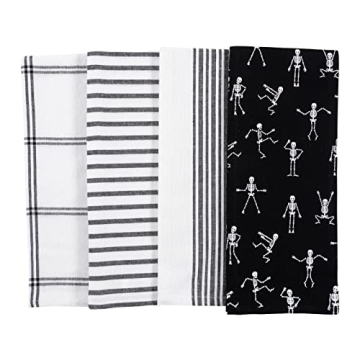 KAF Home Dancing Skeletons Holiday Kitchen Towel Set