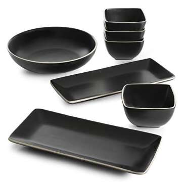 Gibson Soho Lounge Soho Lounge Dinnerware Set, 9.7" Serving Bowl, Matte Black
