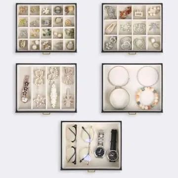 Kendal Extra Large Jewelry Box Jewelry Case PU Leather 6 Tier 5 Drawers Large Storage Capacity with Mirror Jewelry Storage Organizer Great Gift Also Good For Watches LJC-SHD5BK (black)