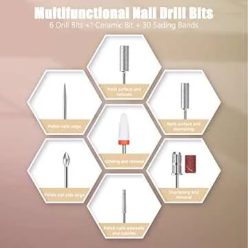 Portable Cordless Electric Nail Drill, Rechargeable Professional Nail File Kit for Acrylic,Gel Nails, Acrylic Nail Drill Manicure Pedicure Machine for Home Use(Gold)