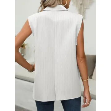 Dokotoo Women's Lightweight Sleeveless Blazer with Pockets