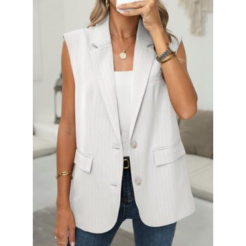Dokotoo Women's Lightweight Sleeveless Blazer with Pockets