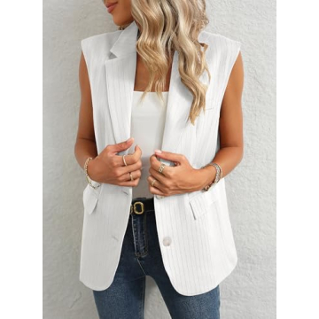 Dokotoo Women's Lightweight Sleeveless Blazer with Pockets