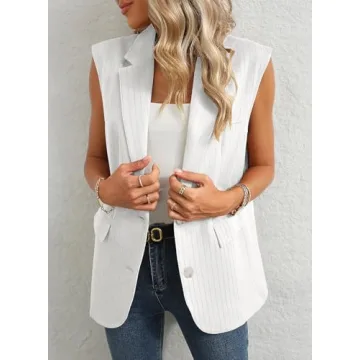 Dokotoo Women's Lightweight Sleeveless Blazer with Pockets
