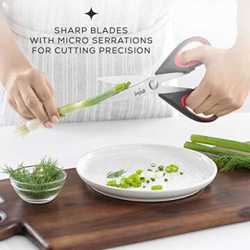 JoyJolt Kitchen Shears Heavy Duty Scissors (TWO) With Scissor Sheaths. All Purpose Utility Scissors; Herb Scissors, Vegetable Scissors, Meat Scissors, Chicken Shears. Stainless Steel Dishwasher Safe