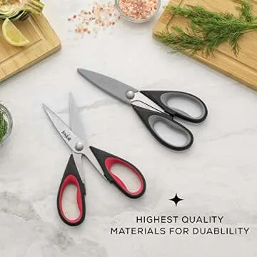 JoyJolt Kitchen Shears Heavy Duty Scissors (TWO) With Scissor Sheaths. All Purpose Utility Scissors; Herb Scissors, Vegetable Scissors, Meat Scissors, Chicken Shears. Stainless Steel Dishwasher Safe
