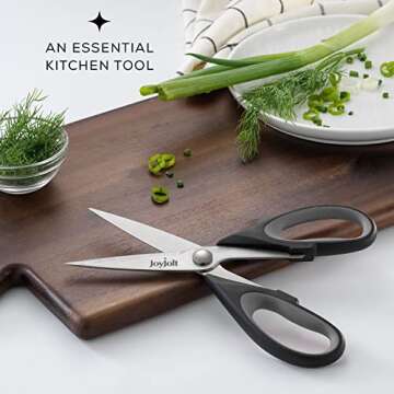 JoyJolt Kitchen Shears Heavy Duty Scissors (TWO) With Scissor Sheaths. All Purpose Utility Scissors; Herb Scissors, Vegetable Scissors, Meat Scissors, Chicken Shears. Stainless Steel Dishwasher Safe