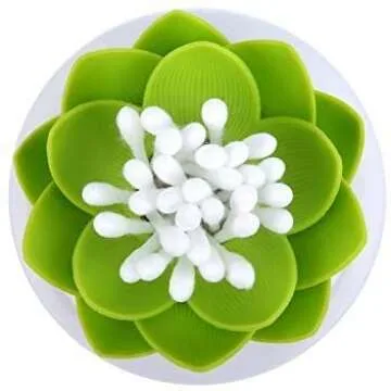 Bloss Q-Tips Holder Lotus Shape Cotton Organizer Green