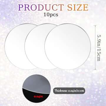 10 Pcs 6 Inch Acrylic Circle Clear Acrylic Discs Sheet Round Acrylic Sheets Blanks Plastic Disc for Cake Discs Coasters Painting Art Craft Project DIY Ornament