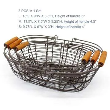 Rustic CVHOMEDECO Oval Wire Storage Baskets - Set of 3