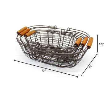 Rustic CVHOMEDECO Oval Wire Storage Baskets - Set of 3