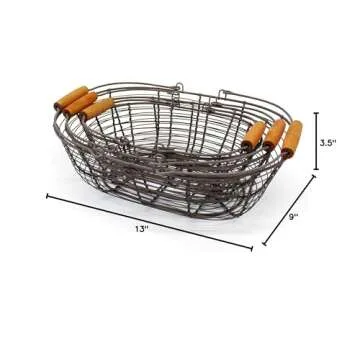 Rustic CVHOMEDECO Oval Wire Storage Baskets - Set of 3
