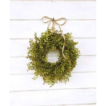 WildRidge Design, Mini Artificial Eucalyputs Wreath for Window Hanging, Small Farmhouse Wreath for I...