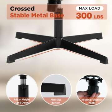 PayLessHere Criss Cross Chair,Armless Cross Legged Office Chair,Wide Comfty Desk Chair with No Wheels Modern Height Adjustable,Swivel Fabric Vanity Chair Computer Task Chair (Pack of 1, Beige)