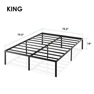 Best Price Mattress 14 Inch King Metal Platform Bed Frame with Steel Slats (No Box Spring Needed)