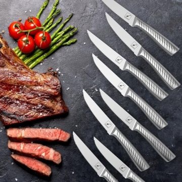 Imarku Serrated Steak Knife Set - 8 Pieces with Bolt Design