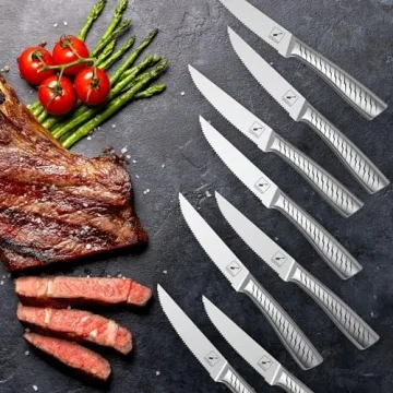 Imarku Serrated Steak Knife Set - 8 Pieces with Bolt Design