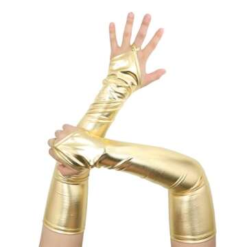 Shiny Fingerless Costume Gloves for Parties and Cosplay