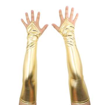 Shiny Fingerless Costume Gloves for Parties and Cosplay