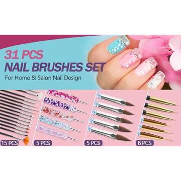 Artdone 35pcs Nail Art Pens brushes,Nail Art Tool Set,Nail Dotting Tools,Nail Dust Brush,Striping Na...